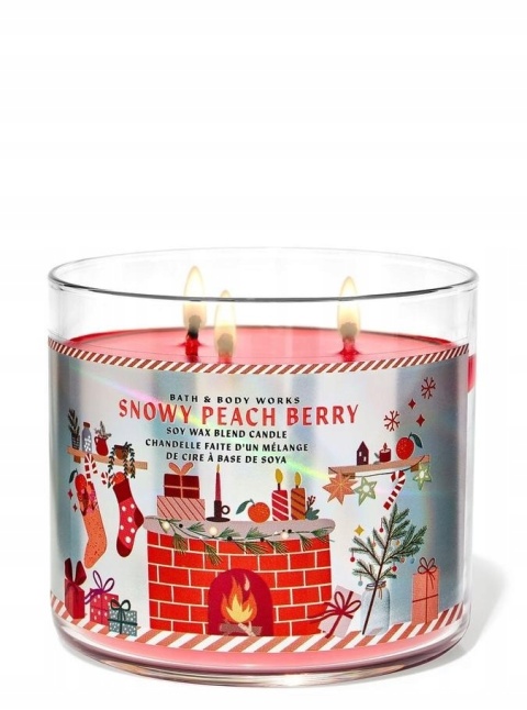 BATH & BODY WORKS Snowy Peach Berry - Świeca Zpachowa 411g